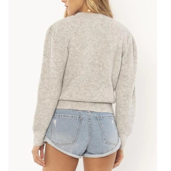 Revolve Amuse Society | NWT Heather Gray Florence Ribbed Knit Sweater L - Picture 2 of 2